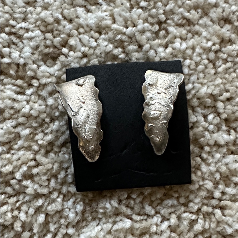Handmade sterling silver textured earrings